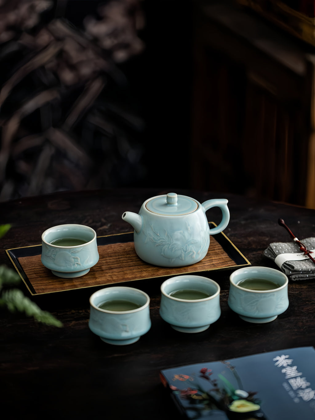 Shendu Ru Porcelain Tea Set – Sky Celadon Chinese Teapot Set