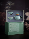 Ru Porcelain Sky Blue Tea Set – 1 Teapot & 2 Cups Gift Box
